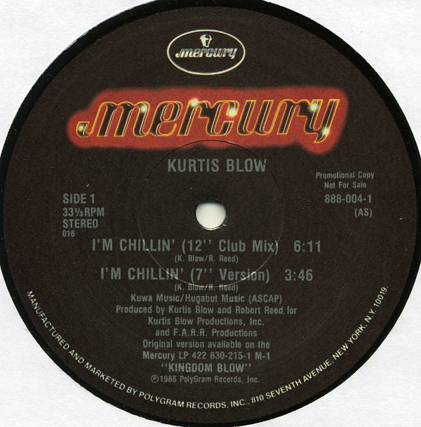 Kurtis Blow : I'm Chillin' (12", Promo, 016)