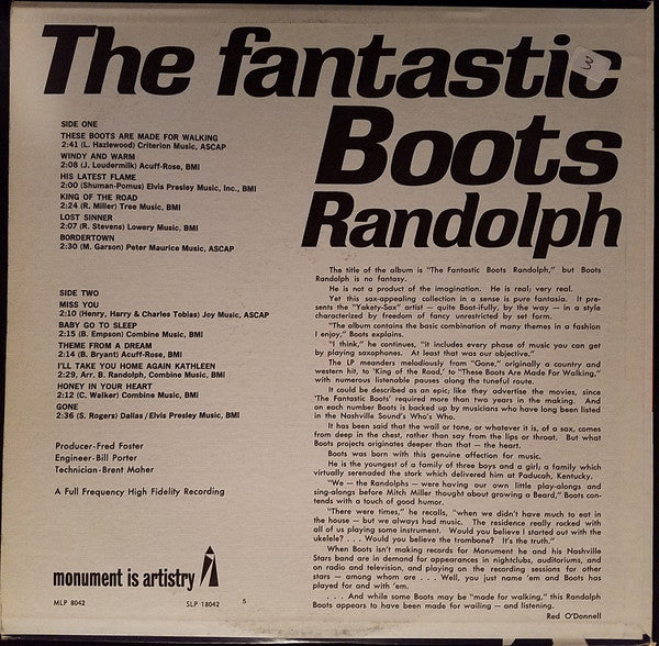 Boots Randolph : The Fantastic Boots Randolph (LP, Album, Mono, Hol)