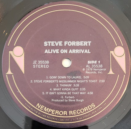 Steve Forbert : Alive On Arrival (LP, Album, San)