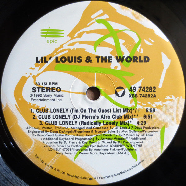 Lil' Louis & The World : Club Lonely (12")