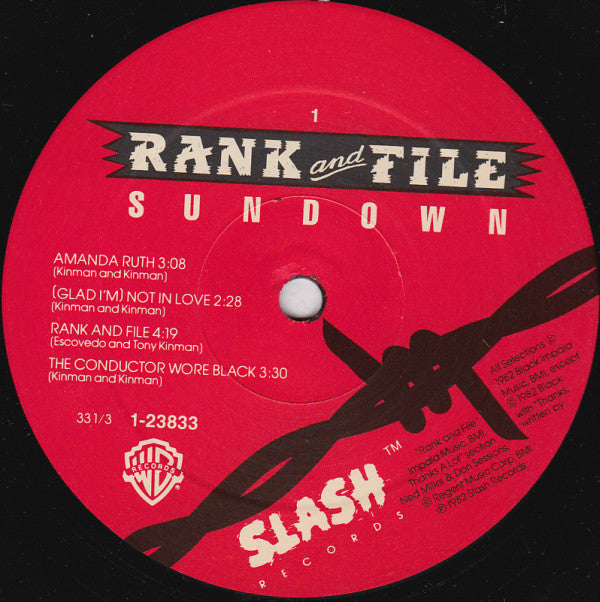 Rank And File* : Sundown (LP, Album, RE, All)