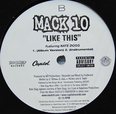 Mack 10 Featuring Nate Dogg : Like This (12")