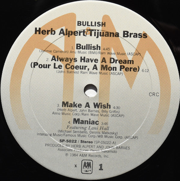 Herb Alpert / Tijuana Brass* : Bullish (LP, Album, Club, CRC)