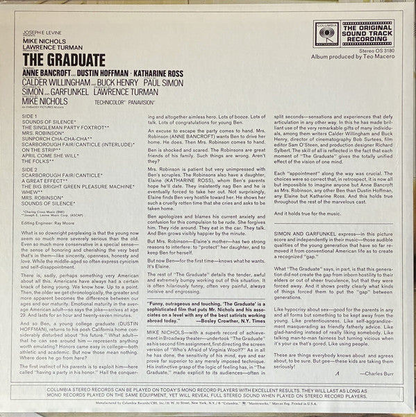 Paul Simon, Simon & Garfunkel, David Grusin* : The Graduate (Original Sound Track Recording) (LP, Album, Ter)