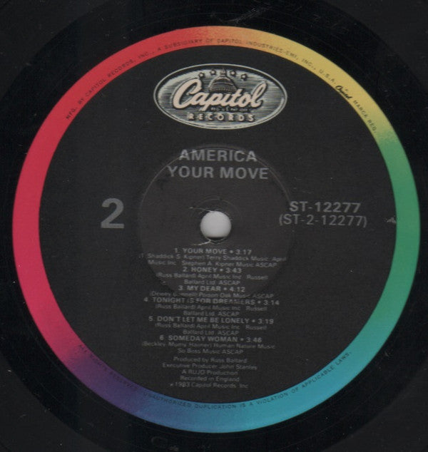 America (2) : Your Move (LP, Album, Win)