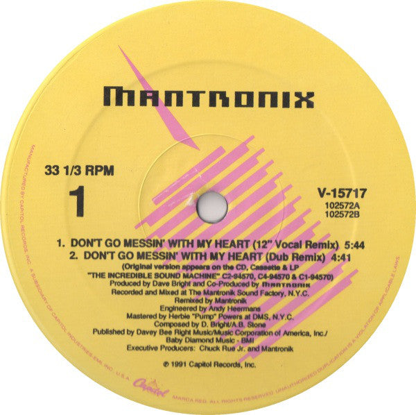 Mantronix : Don't Go Messin' With My Heart (12")