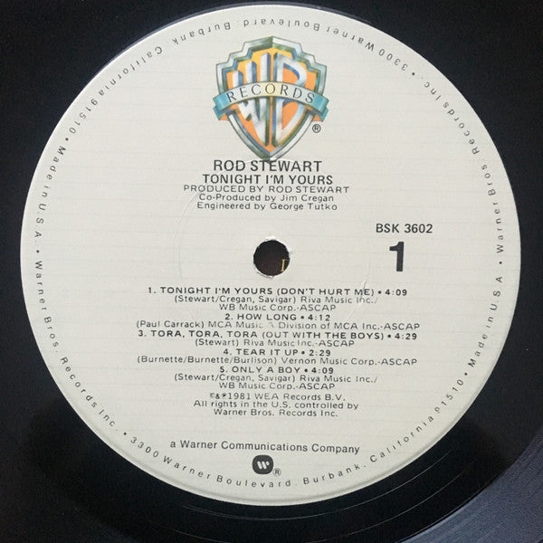 Rod Stewart : Tonight I'm Yours (LP, Album, Los)