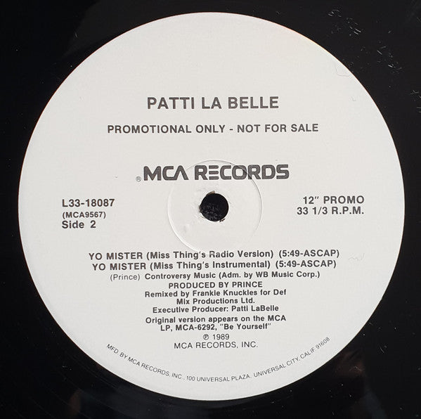 Patti LaBelle : Yo Mister (12", Promo)