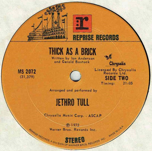 Jethro Tull : Thick As A Brick (LP, Album, San)