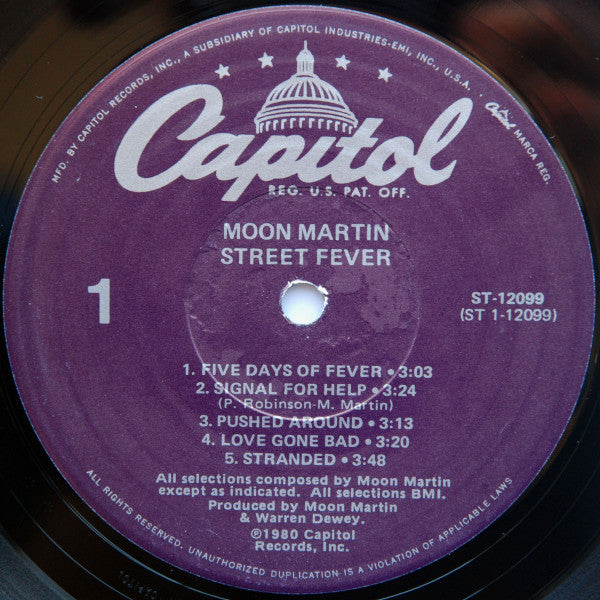 Moon Martin : Street Fever (LP, Album, Los)