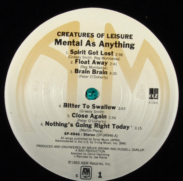 Mental As Anything : Creatures Of Leisure (LP, Album, Mon)