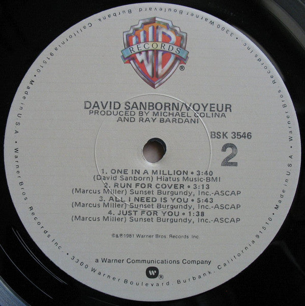 David Sanborn : Voyeur (LP, Album)