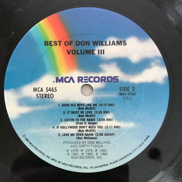 Don Williams (2) : The Best Of Don Williams, Volume III (LP, Comp, Club, CRC)