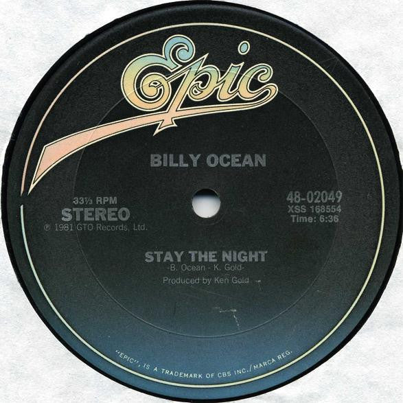 Billy Ocean : Stay The Night / Night (Feel Like Getting Down) (12")