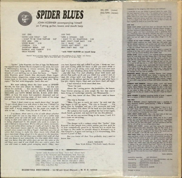 John Koerner : Spider Blues (LP, Mono, RP)