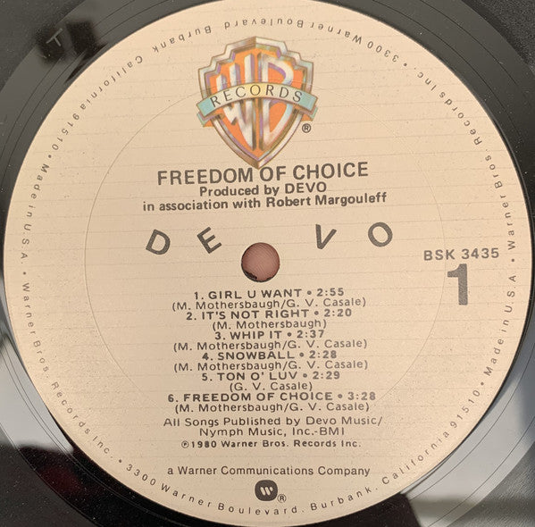 Devo : Freedom Of Choice (LP, Album, Club, Ter)