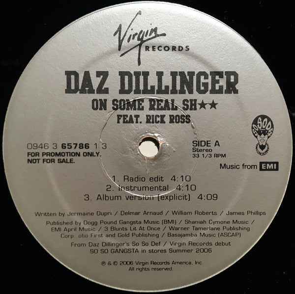 Daz Dillinger Feat. Rick Ross : On Some Real Sh★★ (12", Promo)