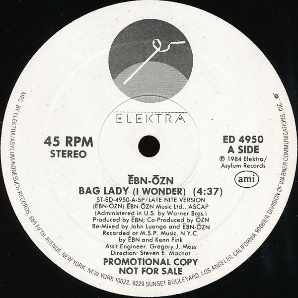 Ēbn-Ōzn : Bag Lady (I Wonder) (12", Promo)