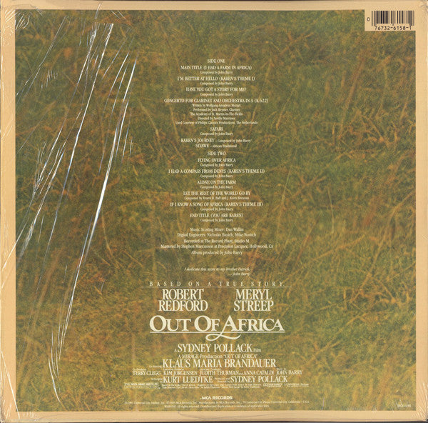 John Barry : Out Of Africa (Music From The Motion Picture Soundtrack) (LP, Glo)