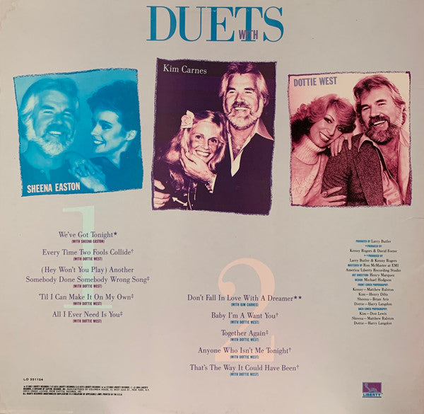 Kenny Rogers With Kim Carnes, Sheena Easton & Dottie West : Duets (LP, Comp, Club, Pit)