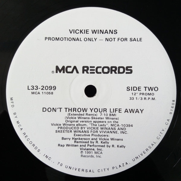 Vickie Winans : Don't Throw Your Life Away (12", Promo)
