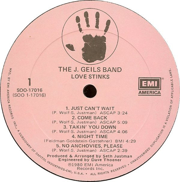 The J. Geils Band : Love Stinks (LP, Album, All)