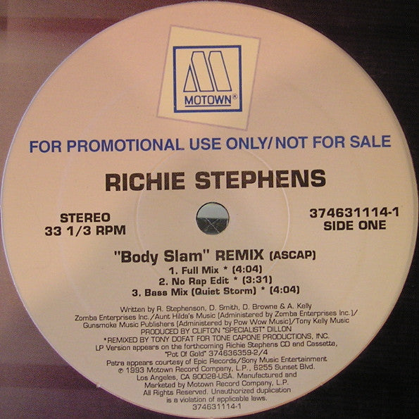 Richie Stephens : Body Slam (Remix) (12", Promo)