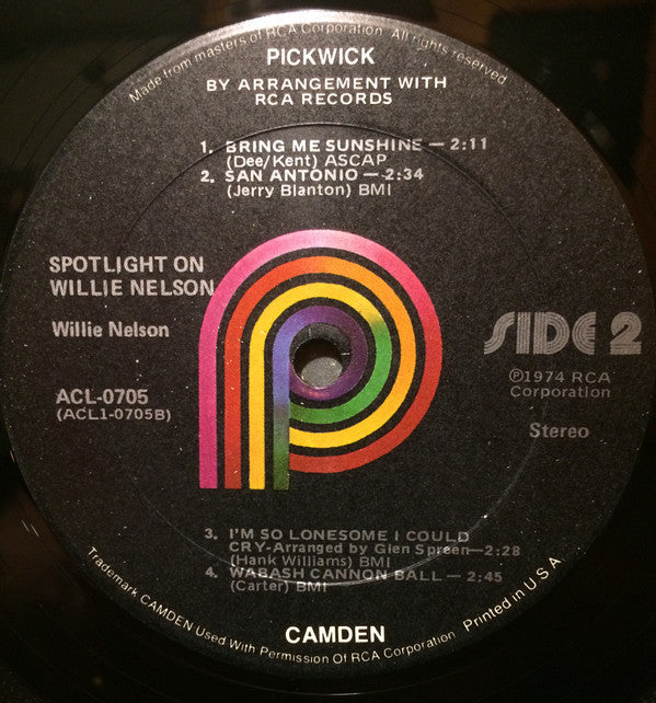 Willie Nelson : Spotlight On Willie Nelson (LP, Comp, RE, Kee)