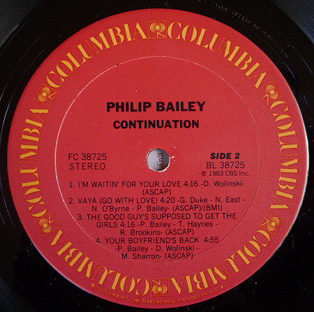 Philip Bailey : Continuation (LP, Album, Car)