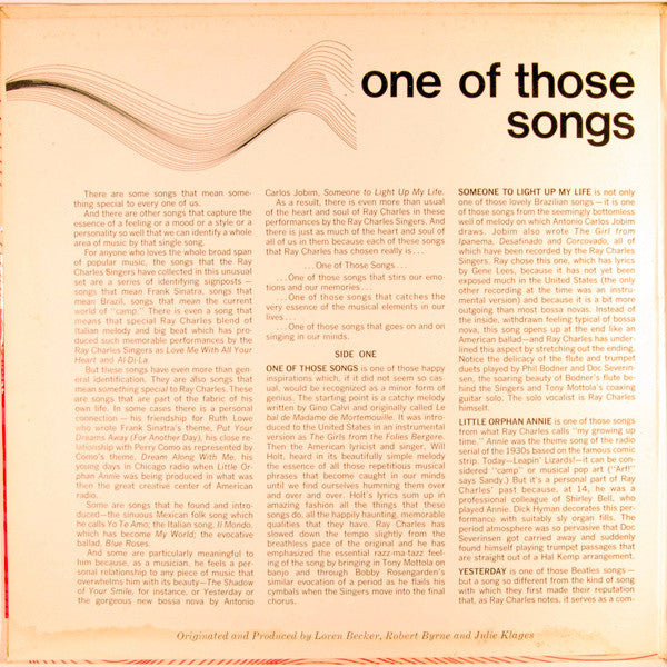 The Ray Charles Singers : One Of Those Songs (LP)