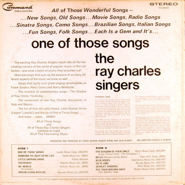 The Ray Charles Singers : One Of Those Songs (LP)