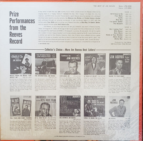 Jim Reeves : The Best Of Jim Reeves (LP, Comp, Mono, Ind)