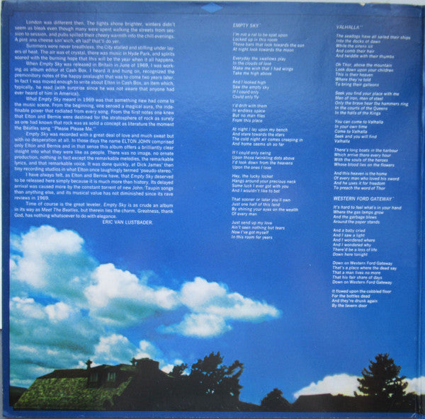 Elton John : Empty Sky (LP, Album, RE, Glo)