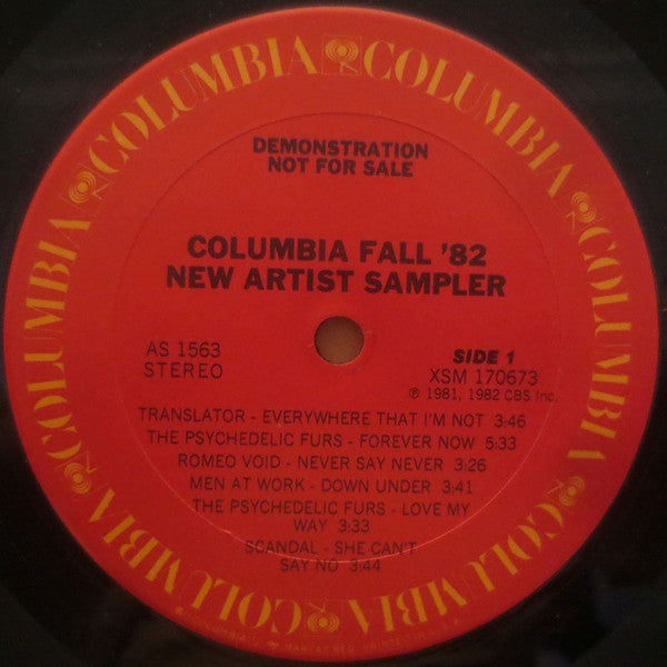 Various : Columbia Fall '82 New Artists Sampler (LP, Comp, Promo)