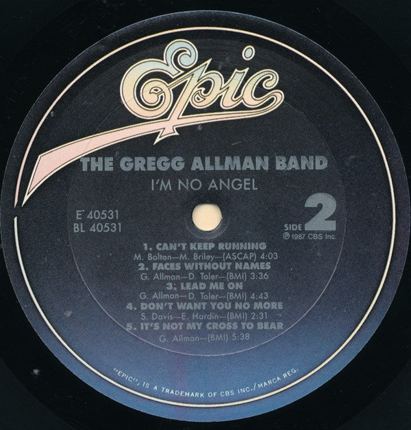 The Gregg Allman Band : I'm No Angel (LP, Album)