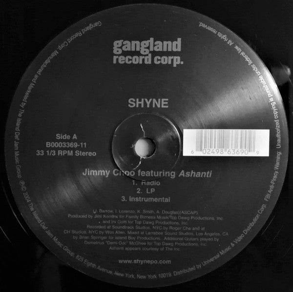 Shyne Featuring Ashanti : Jimmy Choo (12")