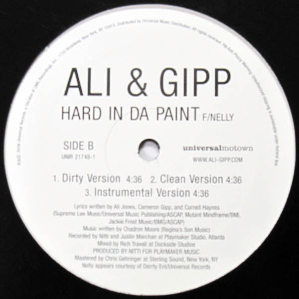 Ali & Gipp : Hard In Da Paint (12")