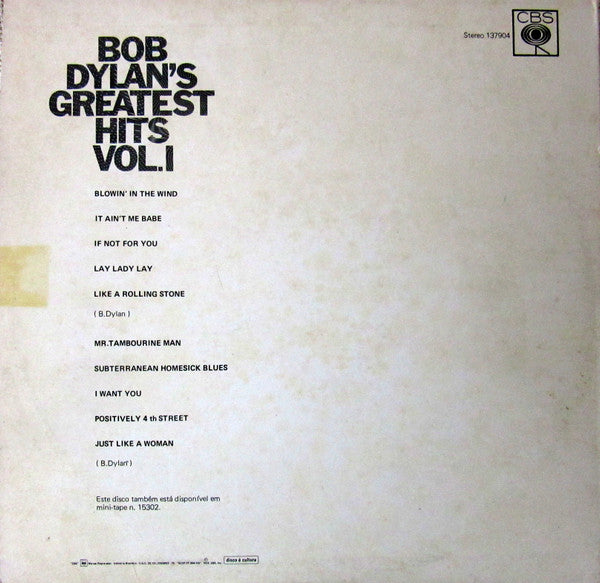 Bob Dylan : Bob Dylan's Greatest Hits Vol. I (LP, Comp, RE)