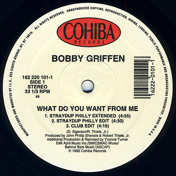 Bobby Griffen : What Do You Want From Me (12")