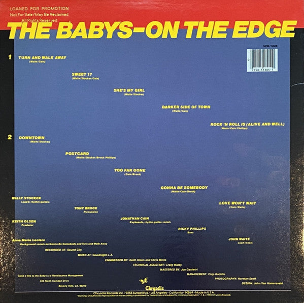 The Babys : On The Edge (LP, Album, San)