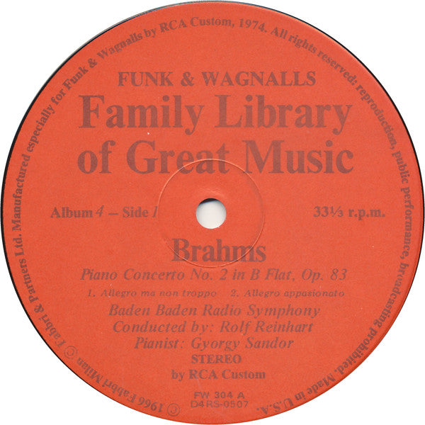Brahms* : The Piano Concerto No. 2 In B Flat (LP, Album)