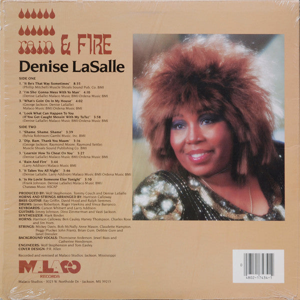 Denise LaSalle : Rain & Fire (LP, Album, Pit)