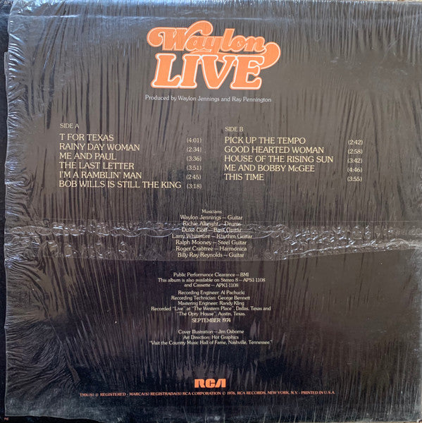 Waylon* : Waylon Live (LP, Album, RE)
