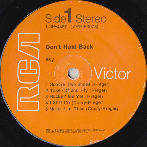 Sky (20) : Don't Hold Back (LP, Album, RCA)