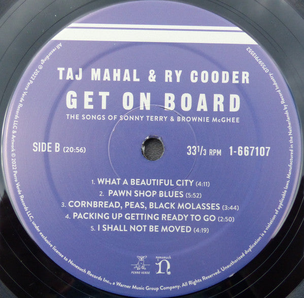 Taj Mahal & Ry Cooder : Get On Board (The Songs Of Sonny Terry & Brownie McGhee) (LP, Album)