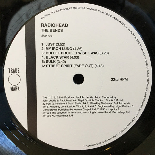 Radiohead : The Bends (LP, Album, RE)
