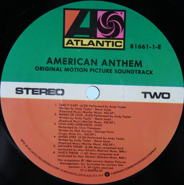 Various : American Anthem (Original Motion Picture Soundtrack) (LP, Album)