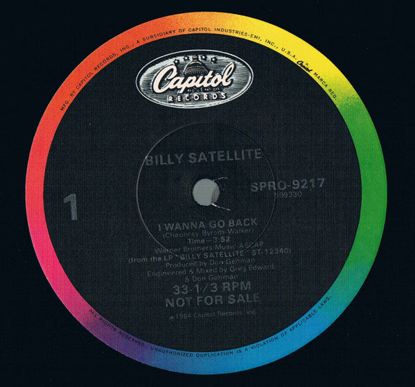 Billy Satellite : I Wanna Go Back (12", Single, Promo)