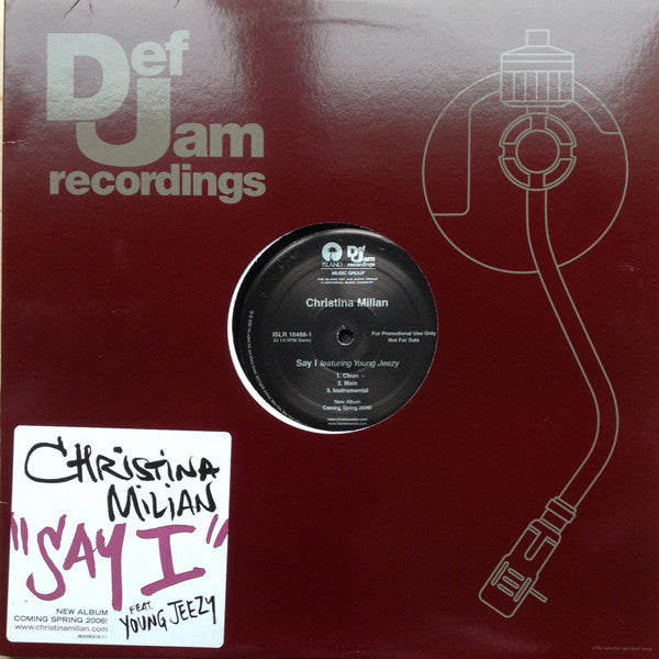 Christina Milian Featuring Young Jeezy : Say I (12", Promo)