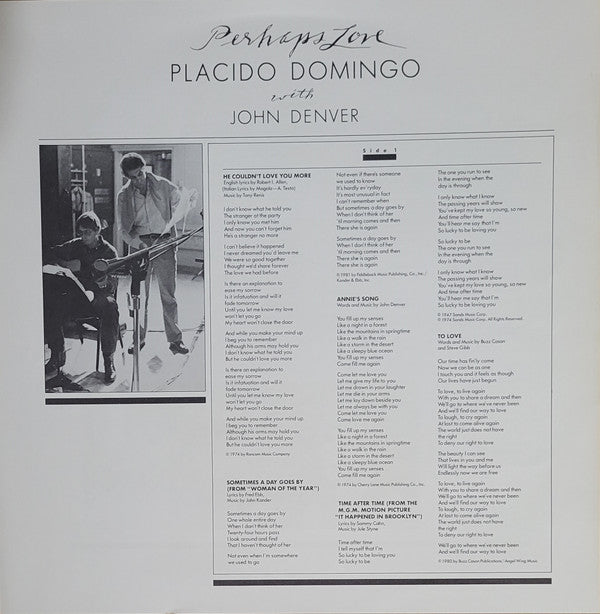 Placido Domingo With John Denver : Perhaps Love (LP, Album, Car)